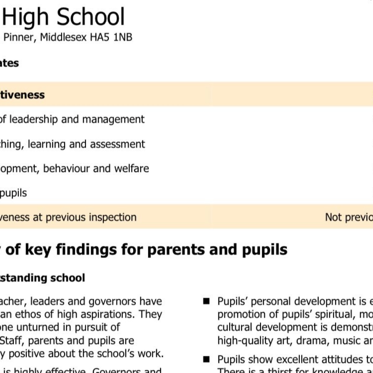 Pinner High School Ofstedversary